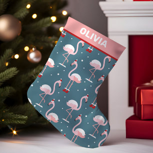 Petite Chaussette De Noël Noël Tropical Flamant Rose