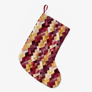 Petite Chaussette De Noël Noël Zigzag Or Bourgogne Pêche