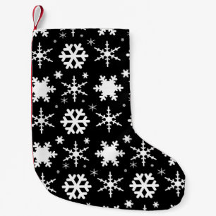 Petite Chaussette De Noël Noir de flocons de neige