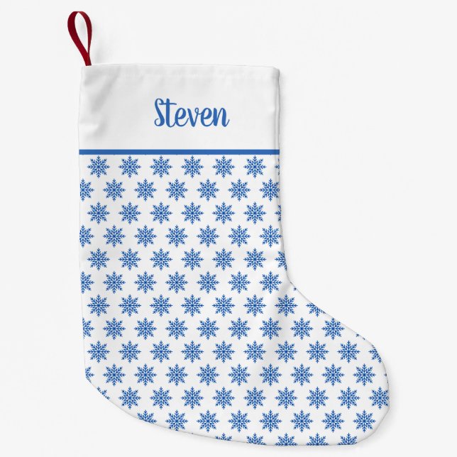 Petite Chaussette De Noël Nom classique Snowflake Hiver Noël Stocker (Devant)