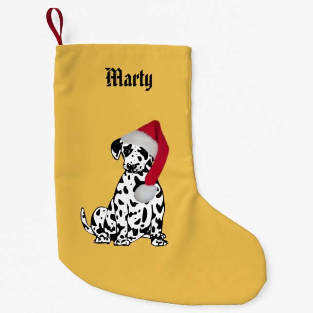Petite Chaussette De Noël Nom dalmate de Noël (Devant)