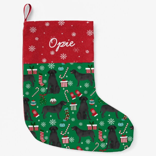 Petite Chaussette De Noël Nom de chien personnalisé Black Lab (Devant)