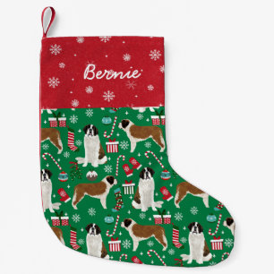 Petite Chaussette De Noël Nom de chien personnalisé Saint Bernard Christmas