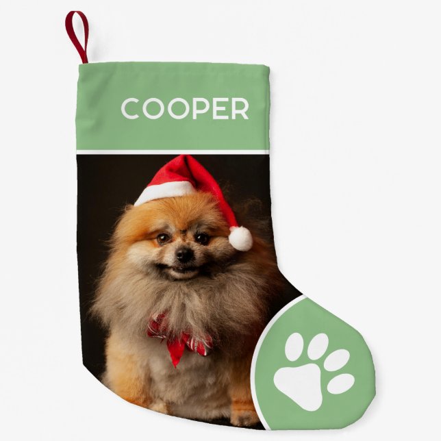 Petite Chaussette De Noël Nom de l'animal de compagnie personnalisé & Photo  (Devant)