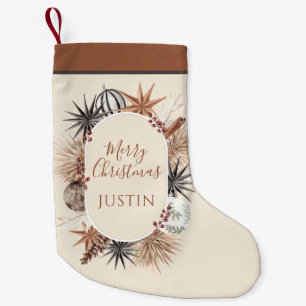 Petite Chaussette De Noël Nom de Noël rustique Earthy Joyeux