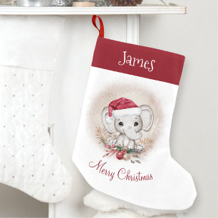 Petite Chaussette De Noël Nom de stockage de Noël de l'éléphant mignon
