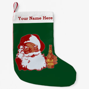 Petite Chaussette De Noël Nom drôle de Noël de rétro bière noire du pèr