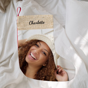 Petite Chaussette De Noël Nom du burap beige photo moderne