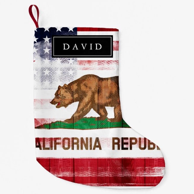Petite Chaussette De Noël Nom fait sur commande californien américain (Devant)