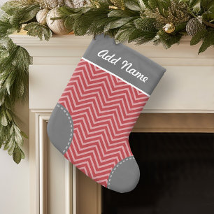 Petite Chaussette De Noël Nom personnalisé avec Motif Chevron tendance