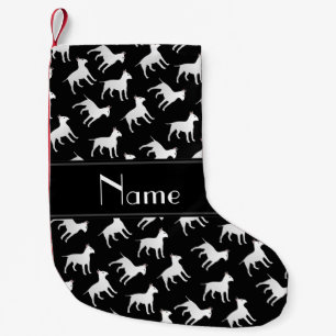 Petite Chaussette De Noël Nom personnalisé Chiens de taureau noir