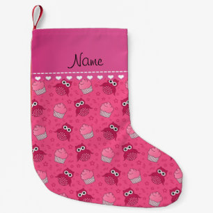 Petite Chaussette De Noël Nom personnalisé chou rose cupcakes étoiles
