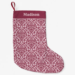 Petite Chaussette De Noël Nom personnalisé Damask Pattern Bas de Noël