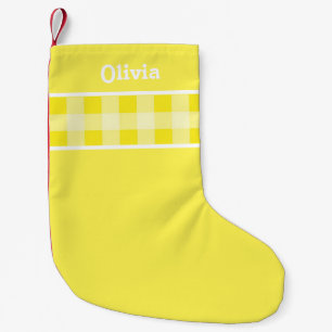 Petite Chaussette De Noël Nom personnalisé de l'motif Rustic Yellow