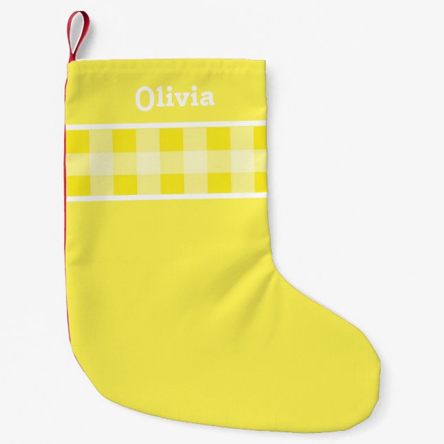 Petite Chaussette De Noël Nom personnalisé de l'motif  Rustic Yellow (Devant)