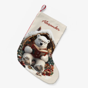 Petite Chaussette De Noël Nom personnalisé de l'ours polaire