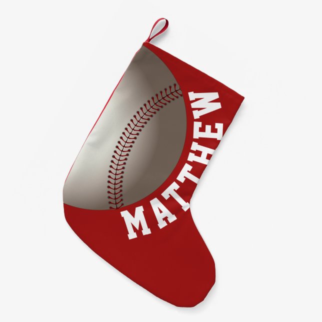 Petite Chaussette De Noël Nom personnalisé de Noël de baseball (Devant (Accrochage))