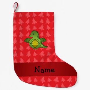 Petite Chaussette De Noël Nom personnalisé dragon rouge noël arbres