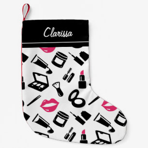 Petite Chaussette De Noël Nom personnalisé du Motif de cosmétiques