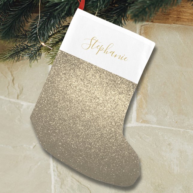 Petite Chaussette De Noël Nom personnalisé Gold Parties scintillant Petit st (Créateur téléchargé)