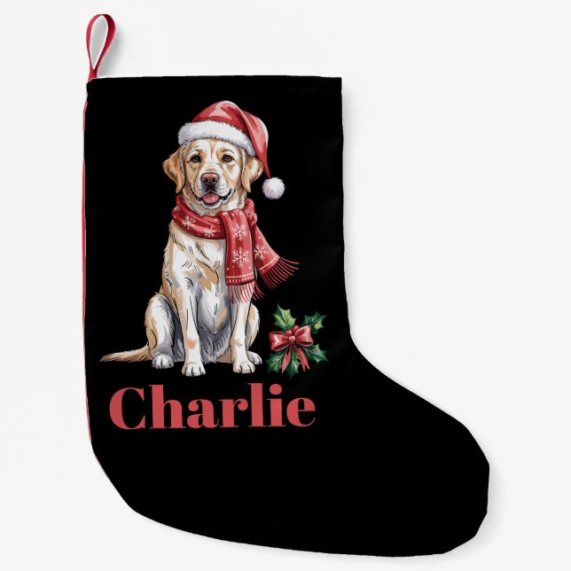 Petite Chaussette De Noël Nom personnalisé Labrador Retriever Noël (Devant)