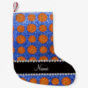 Petite Chaussette De Noël Nom personnalisé parties scintillant bleue boules