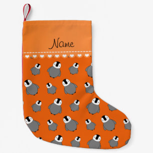 Petite Chaussette De Noël Nom personnalisé pingouins de bébé orange