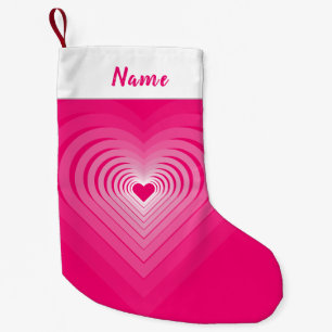 Petite Chaussette De Noël Nom personnalisé Pink Heart Christmas Stocking