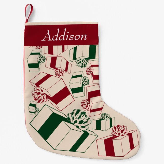 Petite Chaussette De Noël Nom personnalisé Red Green Gifts (Devant)