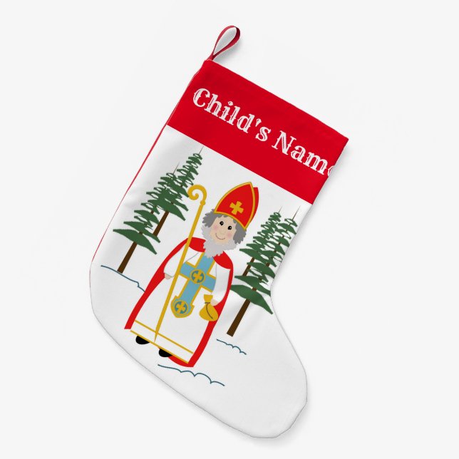 Petite Chaussette De Noël Nom personnalisé Saint-Nicolas (Devant (Accrochage))