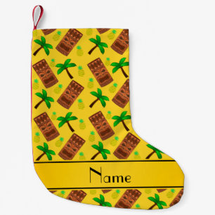 Petite Chaussette De Noël Nom personnalisé tiki jaune ananas palmier