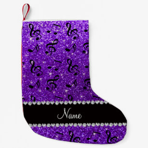 Petite Chaussette De Noël Notes musicales de parties scintillant violet indi