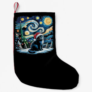 Petite Chaussette De Noël Nuit étoilée festive de Noël de Van Gogh Chat noir