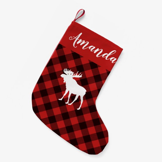 Petite Chaussette De Noël Oie et buffle Noël rouge et noir plat (Devant (Accrochage))