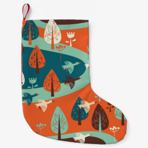 Petite Chaussette De Noël oies et forêts