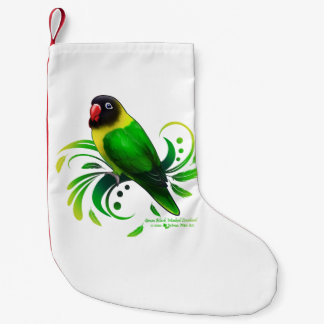 Petite Chaussette De Noël Oiseau noir vert masqué