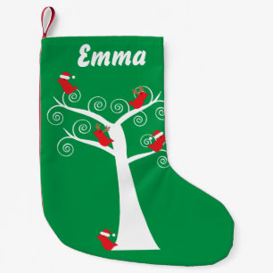 Petite Chaussette De Noël Oiseaux de Noël dans un arbre