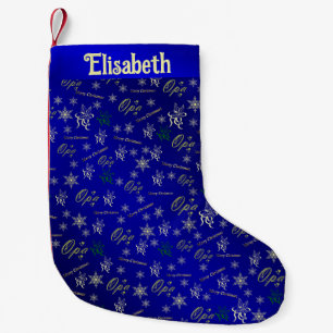 Petite Chaussette De Noël opa joyeux texte de noël en or et bleu stocke