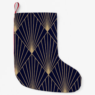 Petite Chaussette De Noël Or bleu foncé Abstrait géométrique