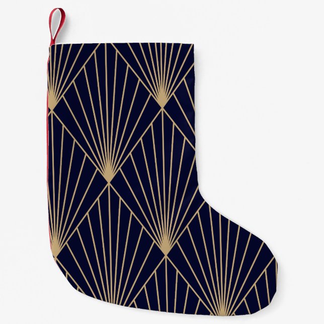 Petite Chaussette De Noël Or bleu foncé Abstrait géométrique (Devant)
