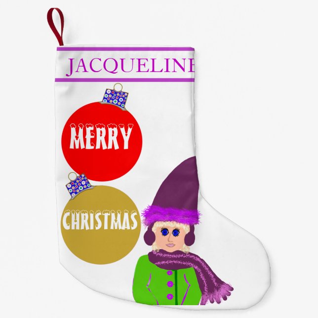 Petite Chaussette De Noël Ornements de Noël Fille Plum Casquette (Devant)