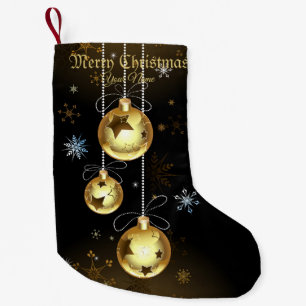 Petite Chaussette De Noël Ornements dorés de Noël Étoiles brillantes Noir