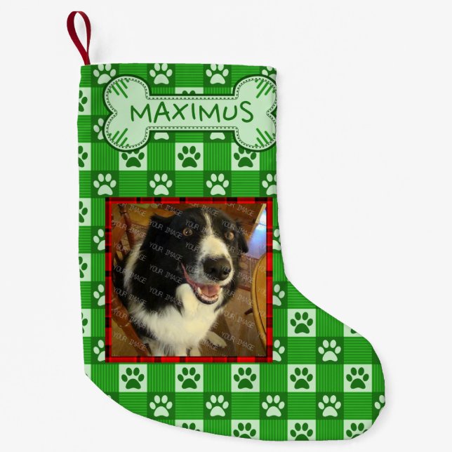 Petite Chaussette De Noël Os fait sur commande de guingan d'empreinte de (Devant)