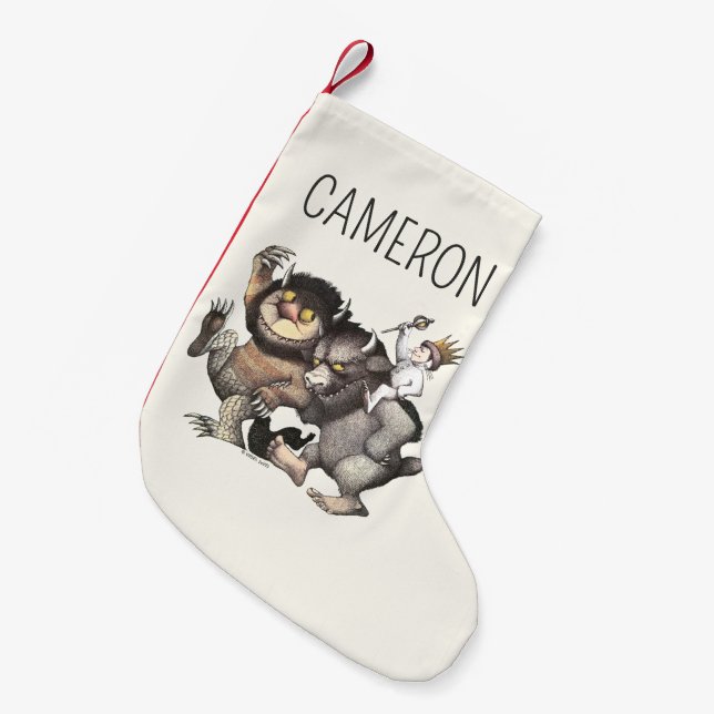 Petite Chaussette De Noël Où les choses sauvages | Ajouter Votre Nom (Devant (Accrochage))