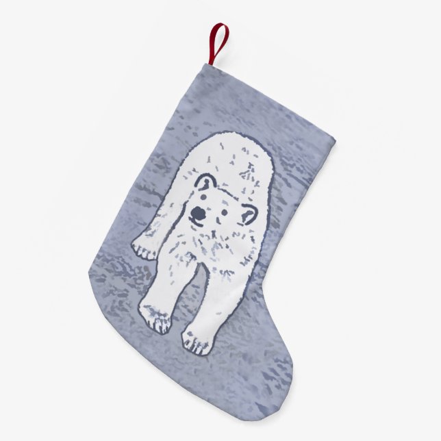Petite Chaussette De Noël Ours polaire sur la peinture sur glace - Art origi (Devant (Accrochage))