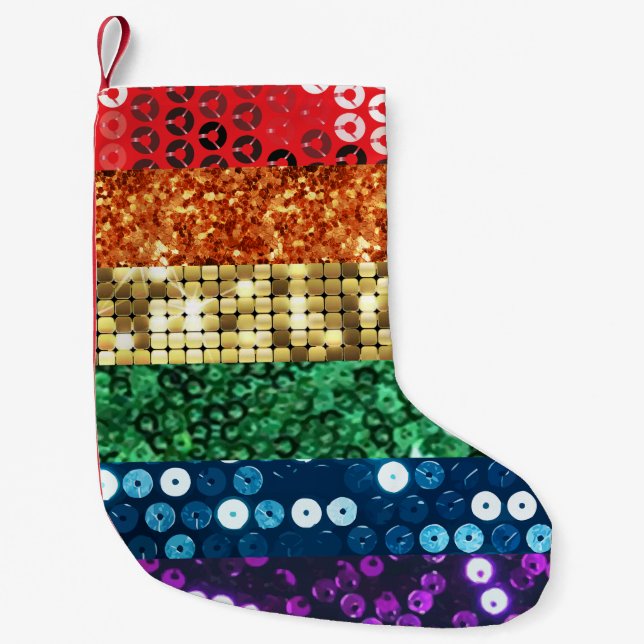 Petite Chaussette De Noël paillettes drapeau de la fierté xmas noël bas (Devant)