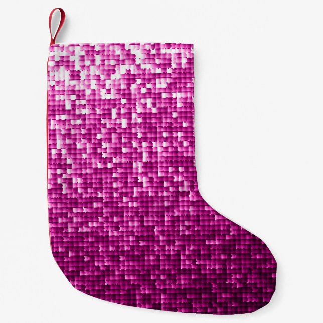 Petite Chaussette De Noël Paillettes roses brillantes (Devant)
