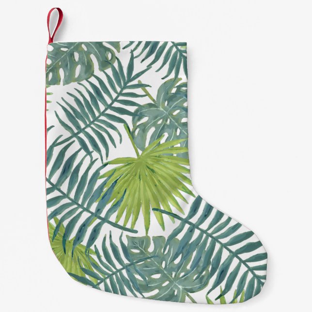 Petite Chaussette De Noël Palm Tree Fronds Peinture hawaïenne (Devant)