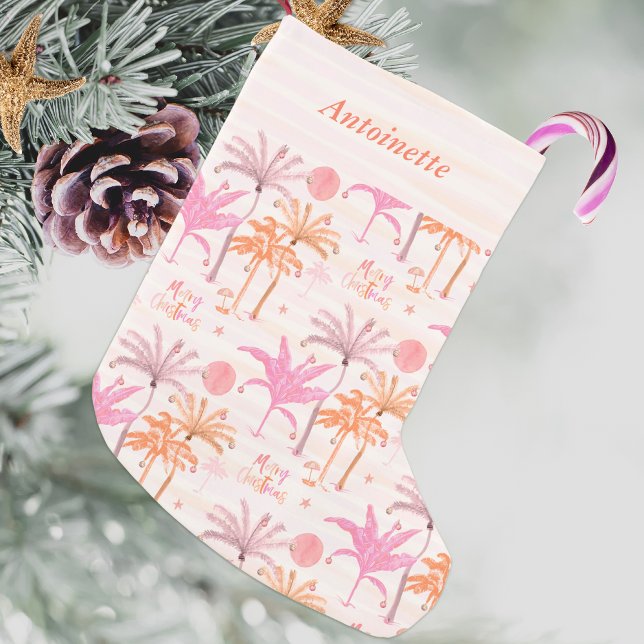 Petite Chaussette De Noël Palmier tropical Joyeux Noël Personnalisé (Créateur téléchargé)