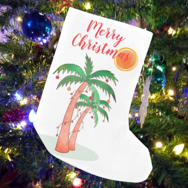 Petite Chaussette De Noël Palmiers Tropical Joyeux Noël Stocker (Créateur téléchargé)